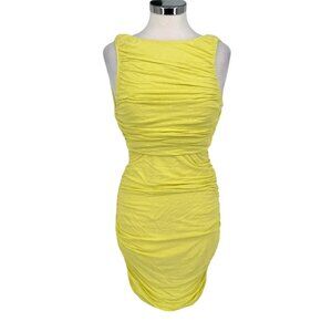 Alice & Olivia Air Ruched Open Back Sleeveless Bodycon Dress Lime Yellow Small